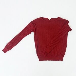 EUC Women’s Lightweight Stretchy Laura Sparkly Deep Red Ribbed Sweater Size M